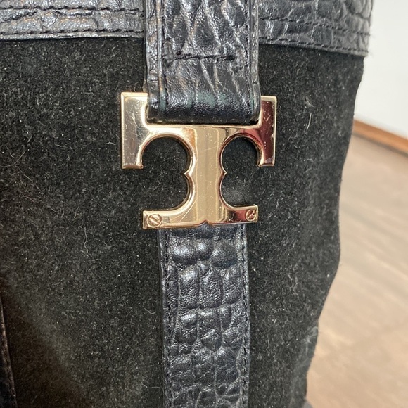Tory Burch Corey Mid Calf Pebbled Leather Boot - Picture 11 of 16
